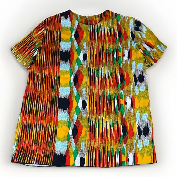 Céline Paris Top Multicolor Abstract Print S/S Blouse Women's Size 36 Small - Picture 1 of 10